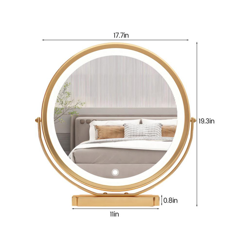 Miroir de maquillage avec lumière réglable