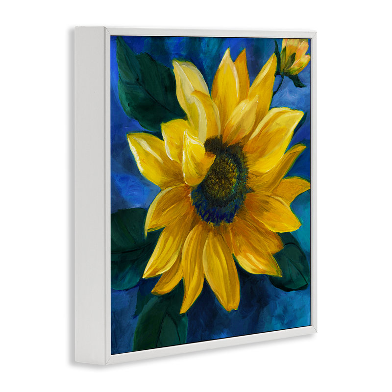 Tournesol, pétales de curling, estampe numérique encadrée par Nan, Giclée encadrée blanc bord de mer, H 17 po x l 17 po