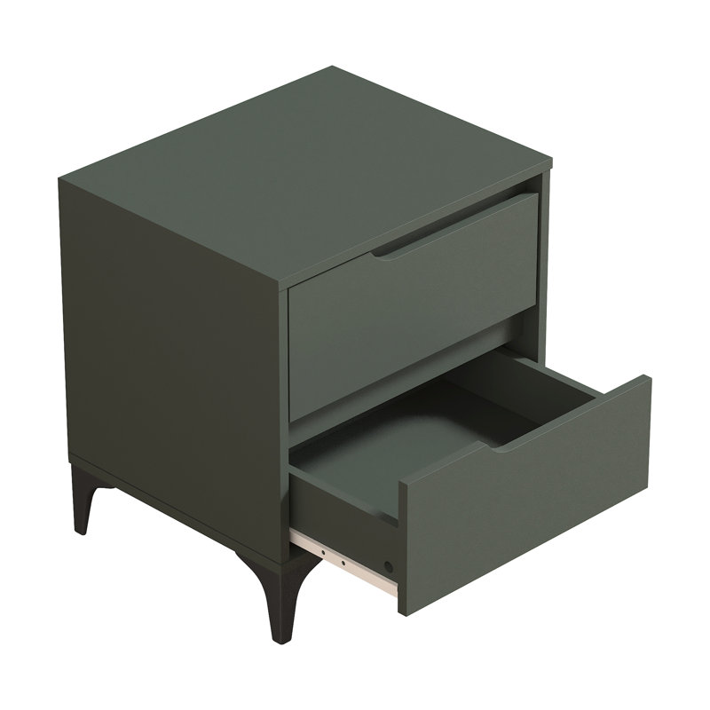 Norcross 20" 2 Drawer Nightstand, Green