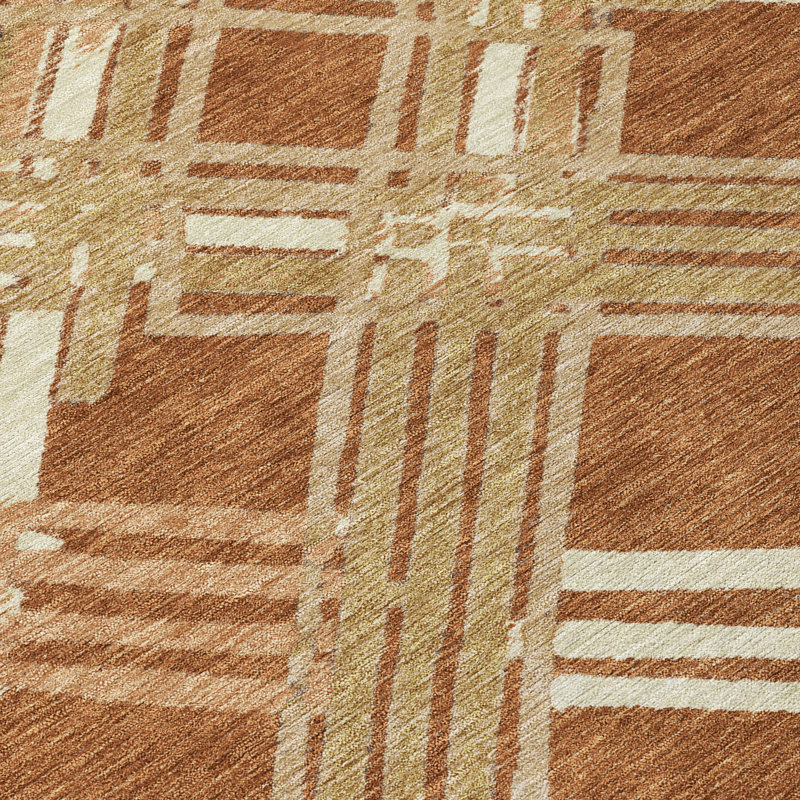 Machine Washable Indoor/Outdoor Chantille ACN2452 Geometric Rug, 1'8" x 2'6", Paprika