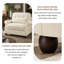 Canapé modulaire à 2 places avec repose-pieds et accoudoirs roulés en chenille beige