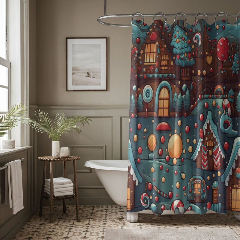 Gingerbread Retreat - Rideau de douche Premium, H 74 po x l 71 po