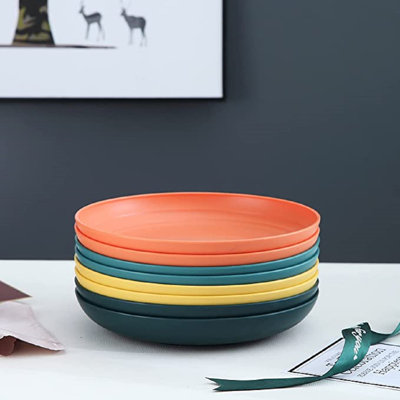 Ensemble de 9 assiettes à vaisselle profondes Keontre, bols à pâtes, bols à dessert glaçure mat - ensemble de 8