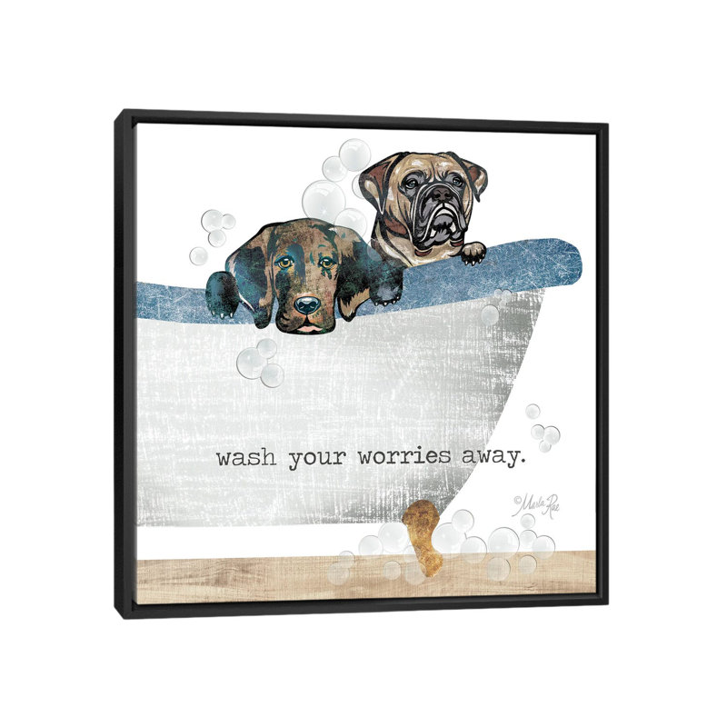 «Wash Your Worries Away» par Marla Rae, impression sur toile tendue, H 18 po x l 18 po x P 1,5 po, Toile avec cadre noir
