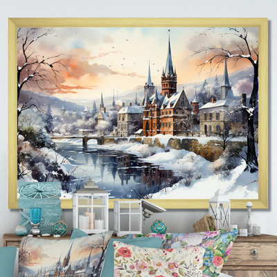 «Wonderful Castle Winter At Christmas - Winter Landscape», art mural