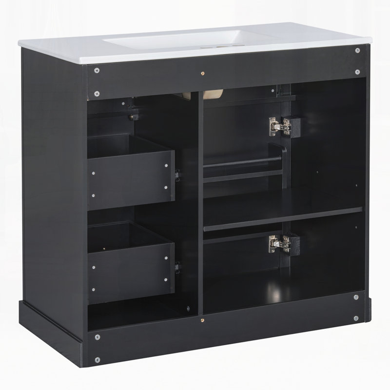 Meuble-lavabo 36 po avec lavabo, Noir