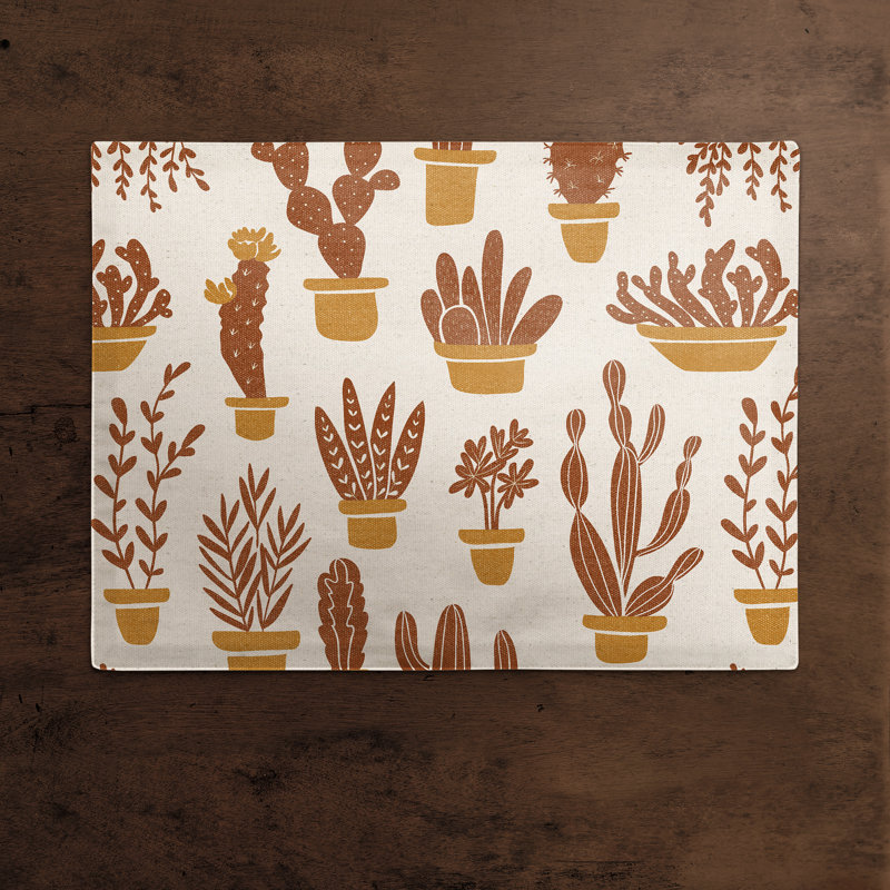 Napperon Houseplants On Linen, Orange