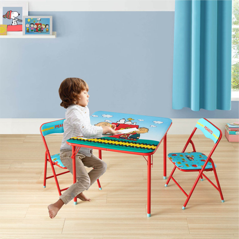 Ensemble de 3 tables carrées pour enfants et 2 chaises pliantes Peanuts, 3 ans et plus