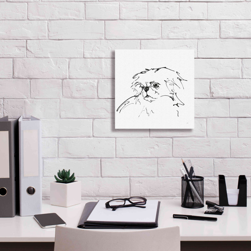 «Line Dog Pekingese» par Chris Paschke, estampe numérique sur toile, H 12 po x l 12 po x P 0,75 po