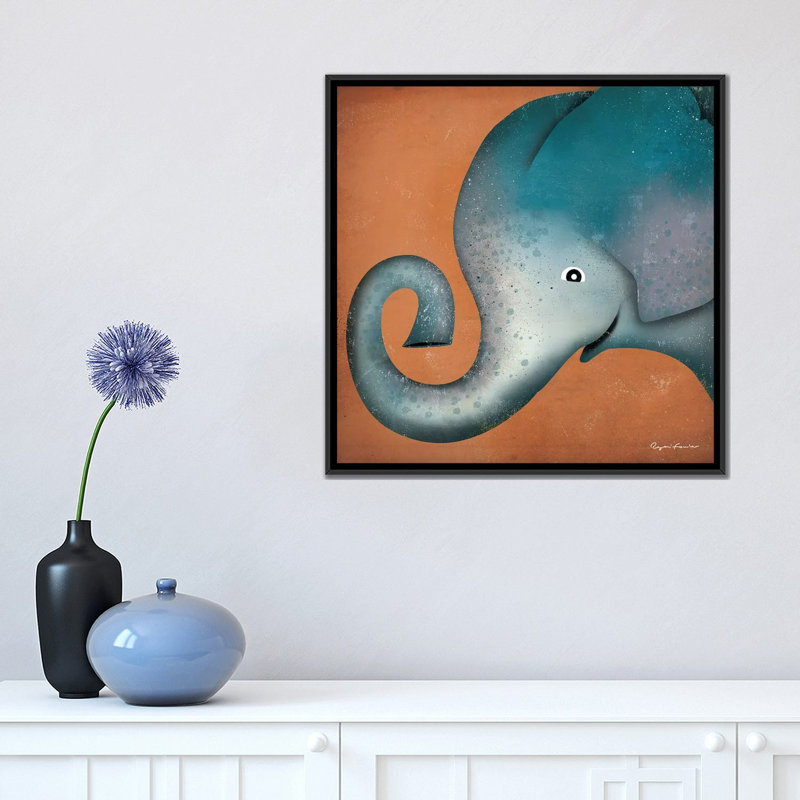 Mercato Elephant Wow, art encadré, H 18 po x l 18 po x P 1,5 po, Toile avec cadre noir