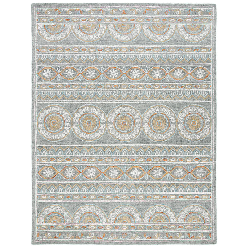 Tapis floral en laine / coton touffeté à la main Muhtar, Rectangle 2 pi x 3 pi