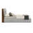 Aki Platform Bed, Cushioned Gray Polyester Upholstery, Walnut Brown-98890699