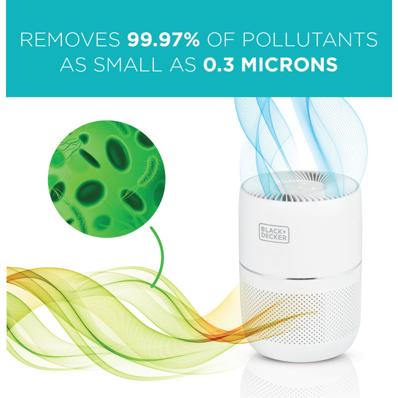 White Tabletop HEPA Air Purifier with Odor Absorbing Filter