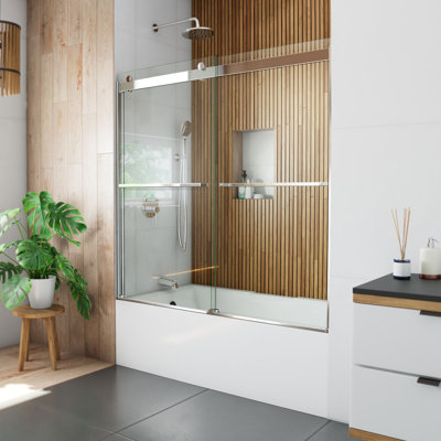 Porte de baignoire coulissante demi-cadre avec technologie Clearmax🅫 l 56 po x H 60 po Sapphire
