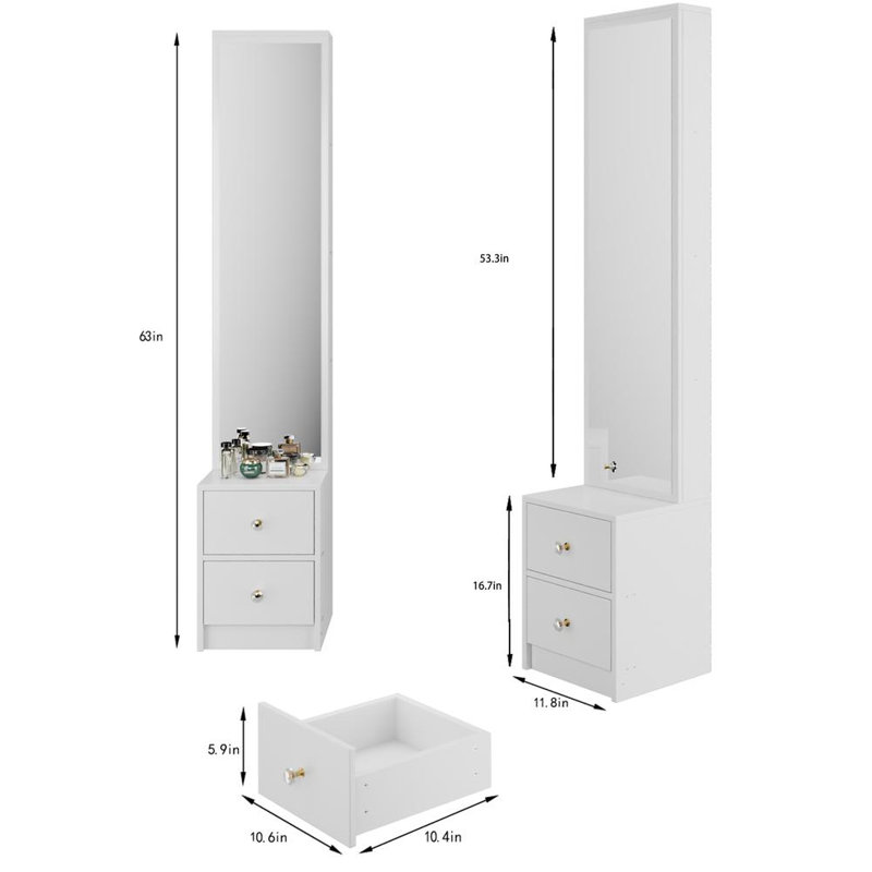 63" Full Body Mirror Cabinet with High-Capacity Storage