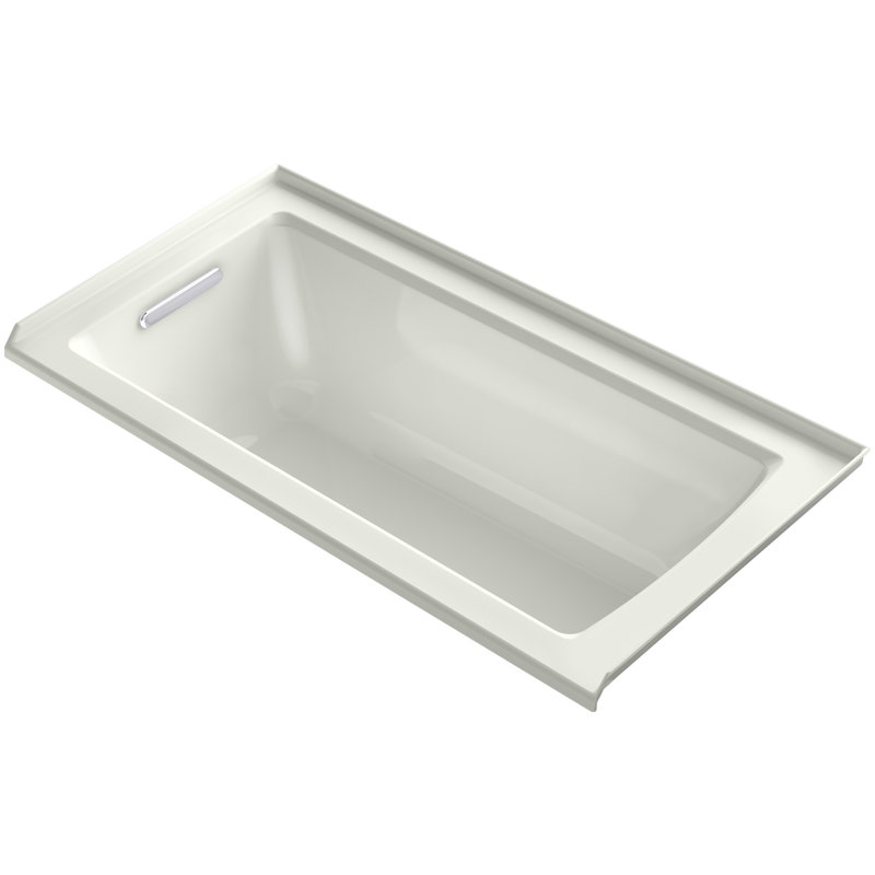 Archer Alcove Vibracoustic Bath with Tile Flange and Left-Hand Drain, Dune