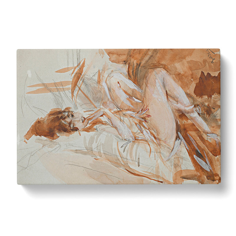 Female Study by Giovanni Boldini - Wrapped Canvas Painting, 35cm H x 50cm W x 3cm D