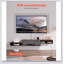 Meuble télé moderne flottant avec armoire de rangement, prise de courant et gestion des câbles pour les espaces de vie organisés