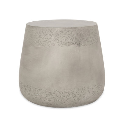 Lightweight Concrete Drum Shape Side Table - No Assembly, 18.55w X 18.55d 15.88h, Gray, Look Gray In Design Concrete, Shape, 19x19x15.88