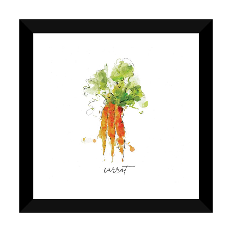 Sketch Kitchen Carrot, Black Paper, White, 24" H x 24" W x 1" D