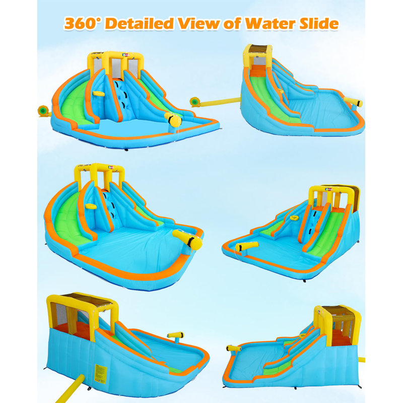 Jeu gonflable avec glissade d'eau gonflable pour enfants, cour arrière double 6 en 1, 5 jouets, pataugeoire, mur d'escalade, château gonflable gonflable pour enfants