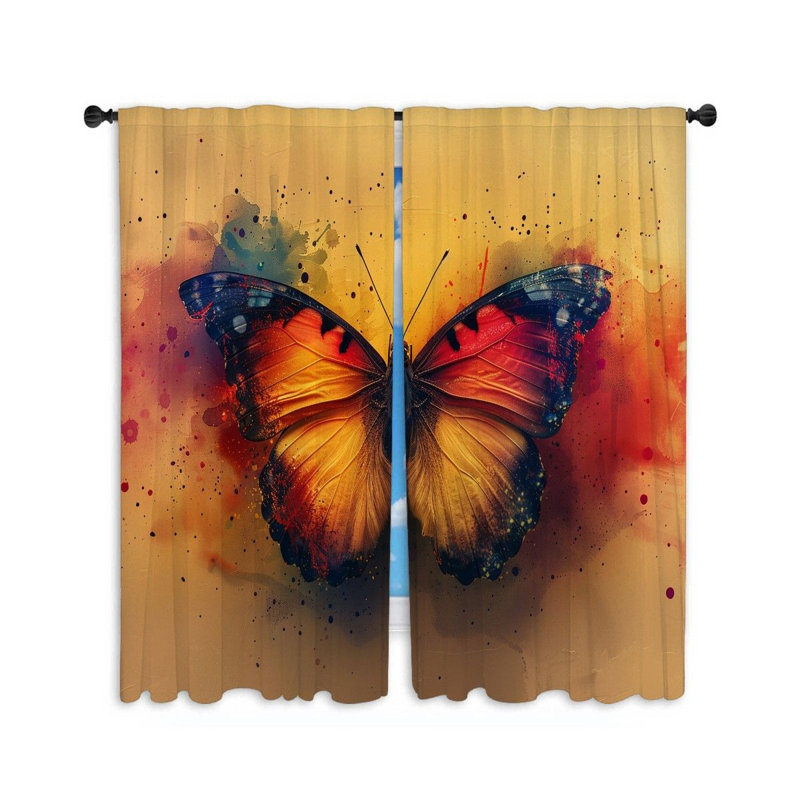 Rideaux de fenêtre Bright Butterfly - 2 panneaux, L 20 po x L 63 po
