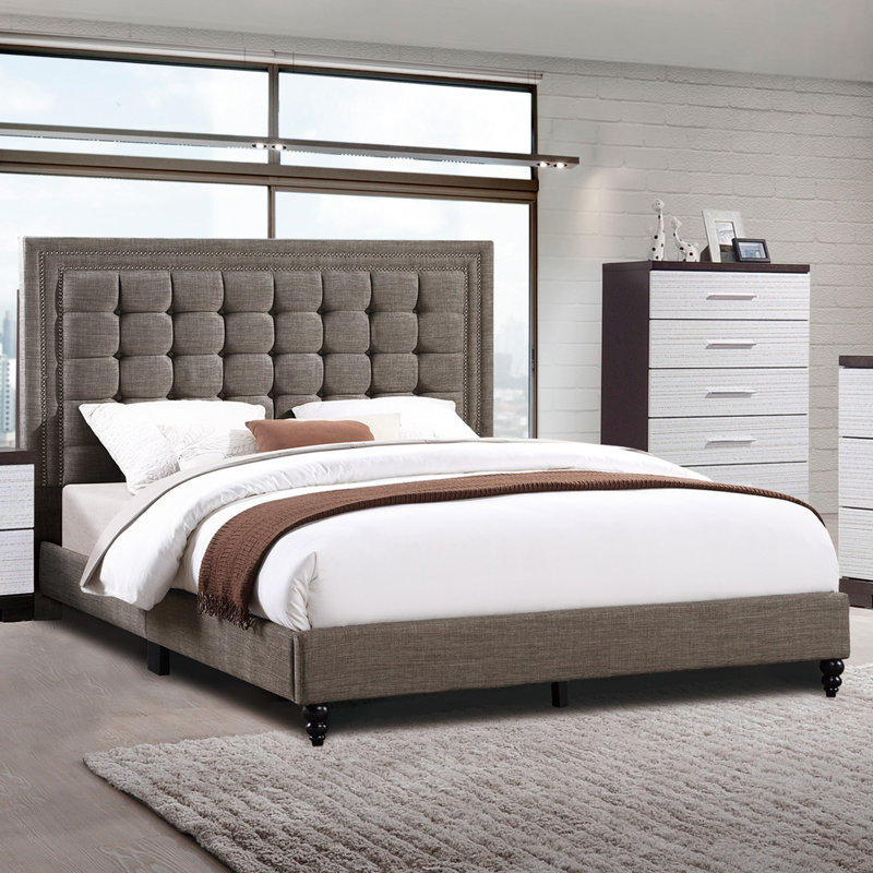 Lit plateforme tapissier Chrisha, Grand
