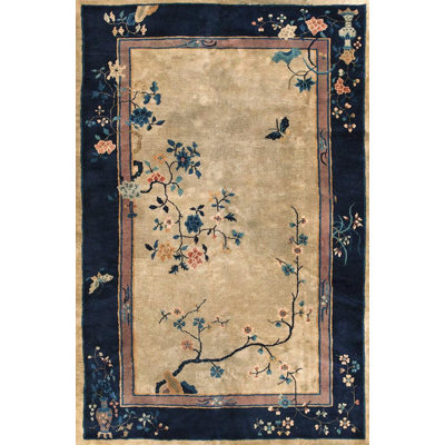 Tapis rectangulaire en laine chinois noué à la main antique années 1920