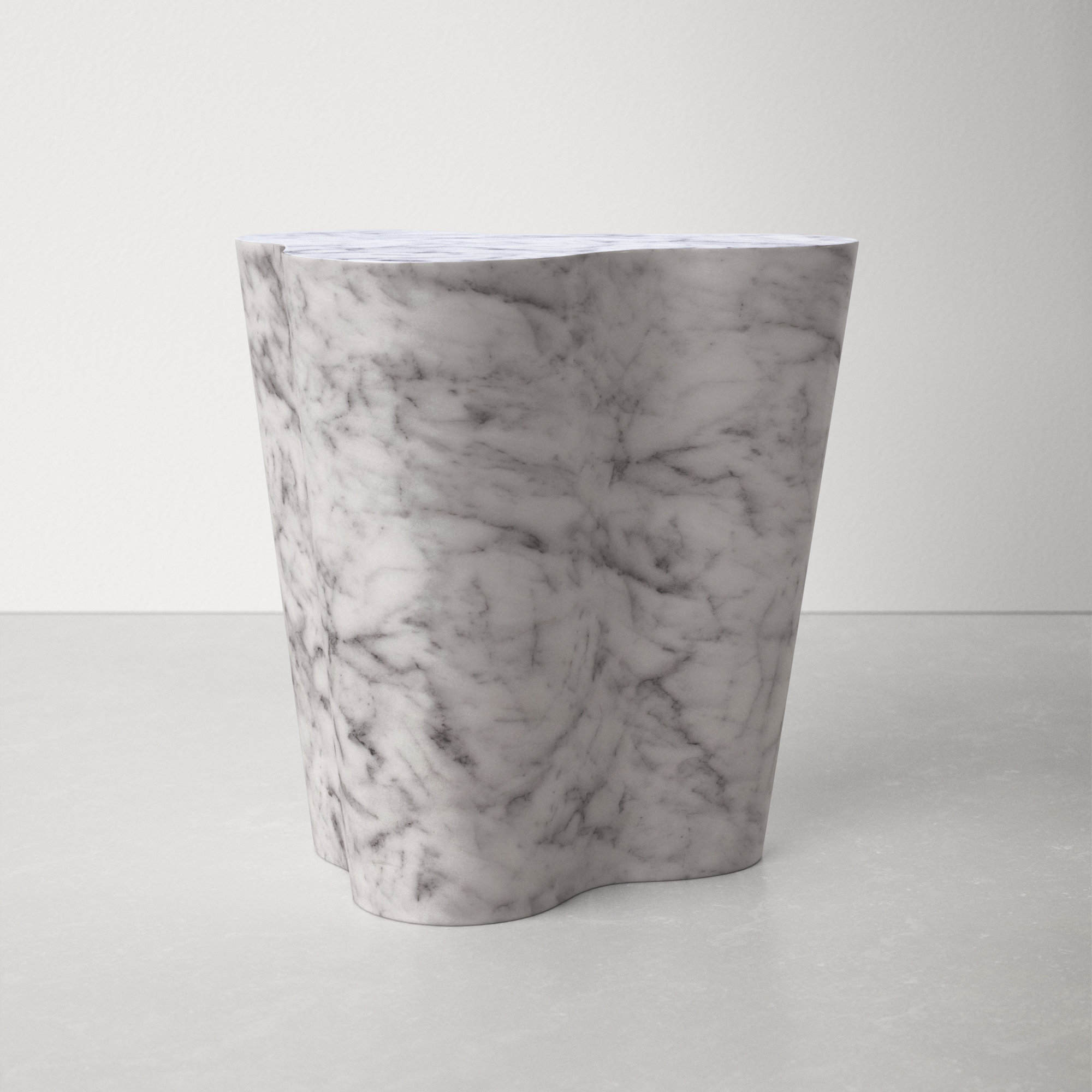 Barrett Slab Table, White Marble, 18" H x 18" W x 15" D