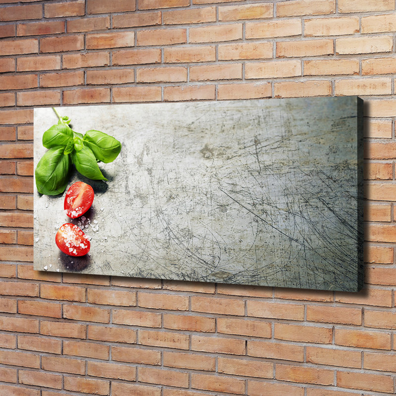 Tomatoes And Basil - Wrapped Canvas Print