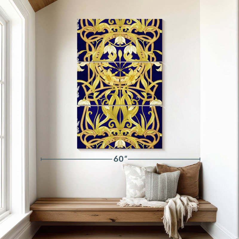 Kerner Retro Golden Flowers, 50" H x 32" W