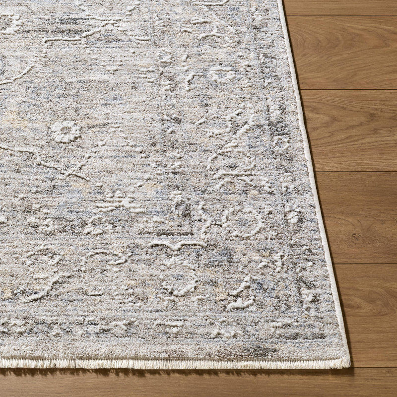 Tapis tissé à la machine Brynner, Rectangle 5 pi x 7 pi 5 po, Bleu / noir / beige / gris / crème