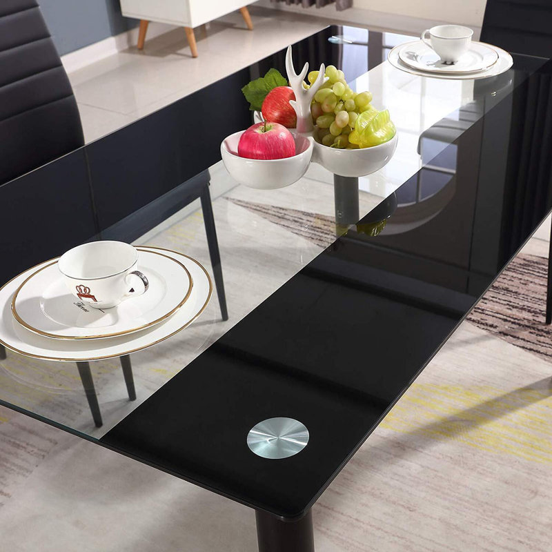 Rectangular Dining Table, Black/Clear, 75 cm H x 120 cm W x 70 cm D