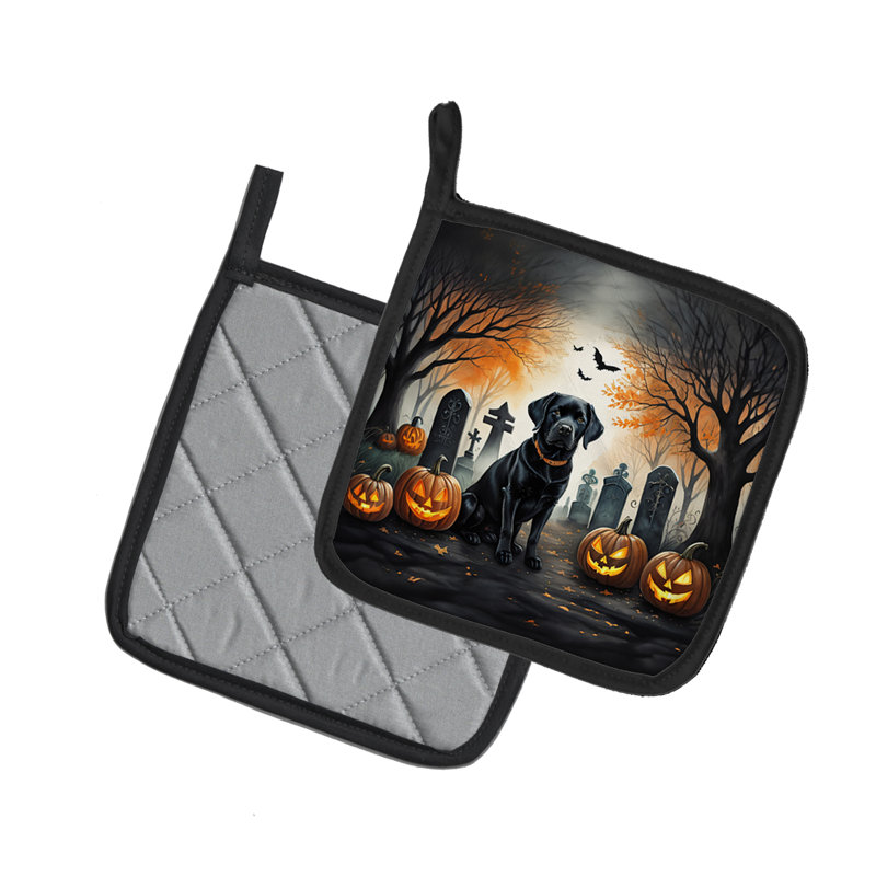 Paire de supports à casserole noir Labrador Retriever Spooky