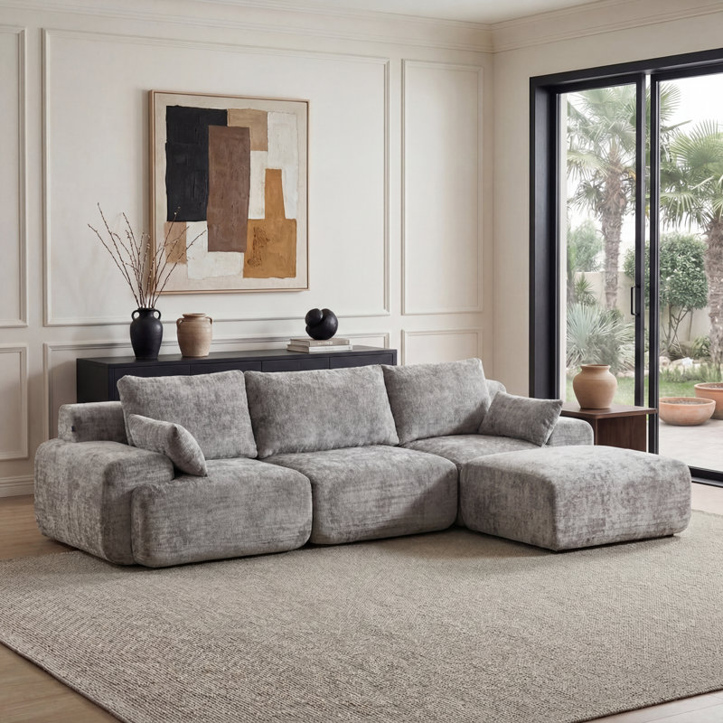 Canapé modulaire Boneless, Gris chenille