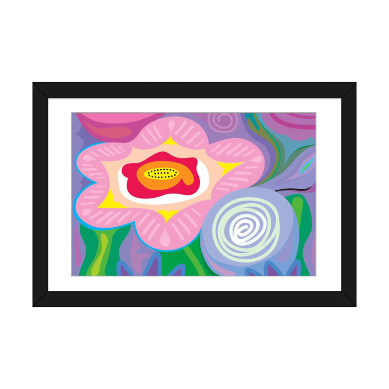 « april florales », reproduction sur toile, H 16 po x l 24 po x P 1 po, Papier d'art encadré noir, Blanc