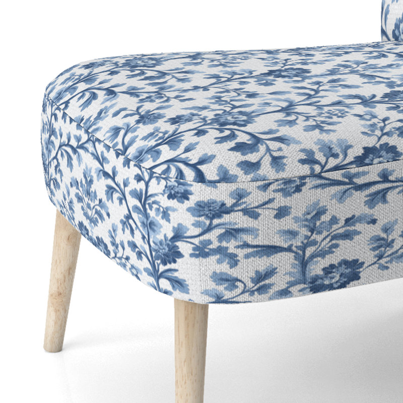 Chaise rembourrée Coastal - Fauteuil Blue Toile, Chaise d'appoint sans accoudoirs