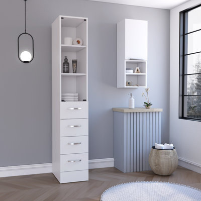 Magna Linen Cabinet with 4 Drawers and 3 Open Shelves
