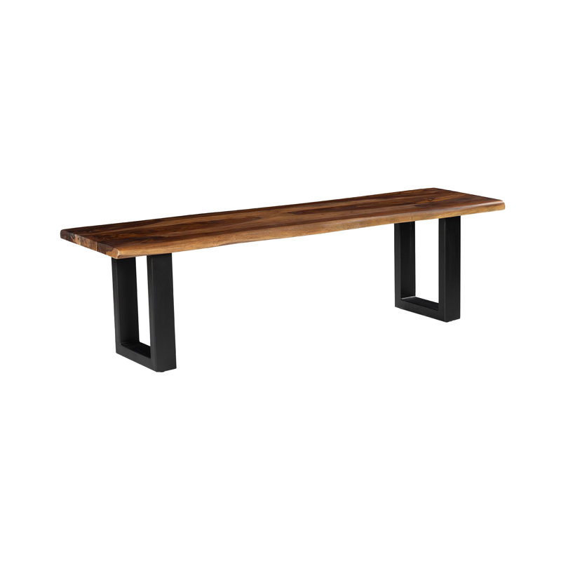Robicheaux Banc d'appoint brun en bois massif avec structure en métal
