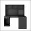 Bureau en L avec chargeur, bureau d'ordinateur avec tiroirs, bibliothèque, bureau d'angle moderne, bureau à domicile, bureau d'écriture en L, bureau d'ordinateur en fibre de carbone avec rangement, noir
