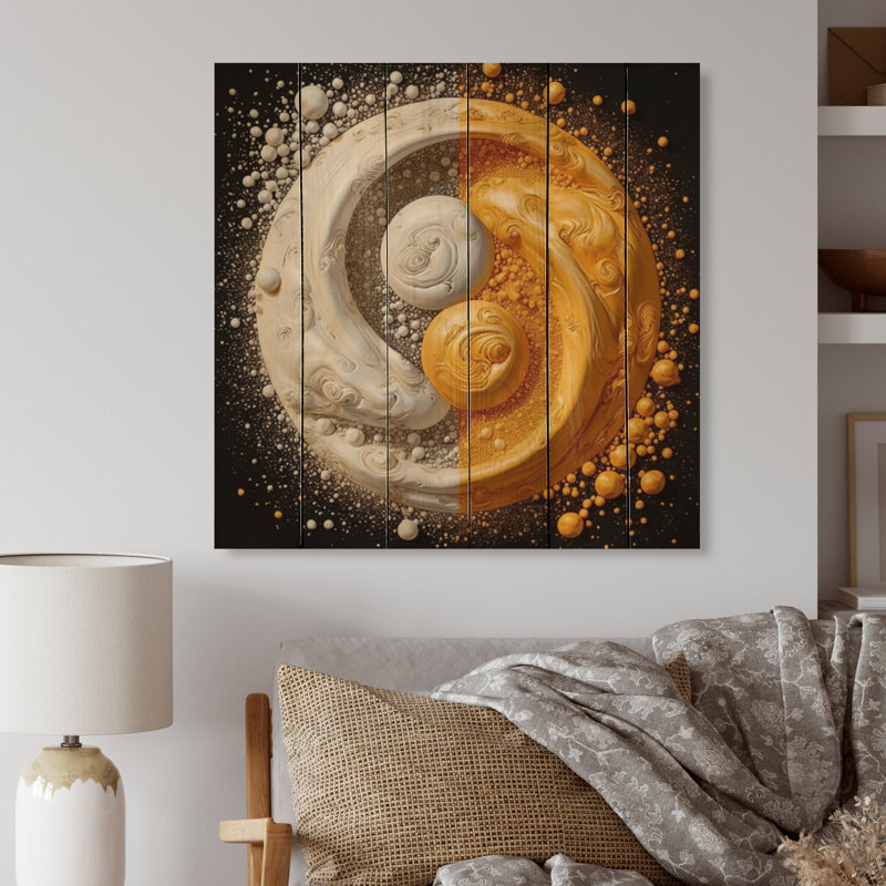 " White Yellow Yin And Yang ", 25" H x 25" W x 0.78" D