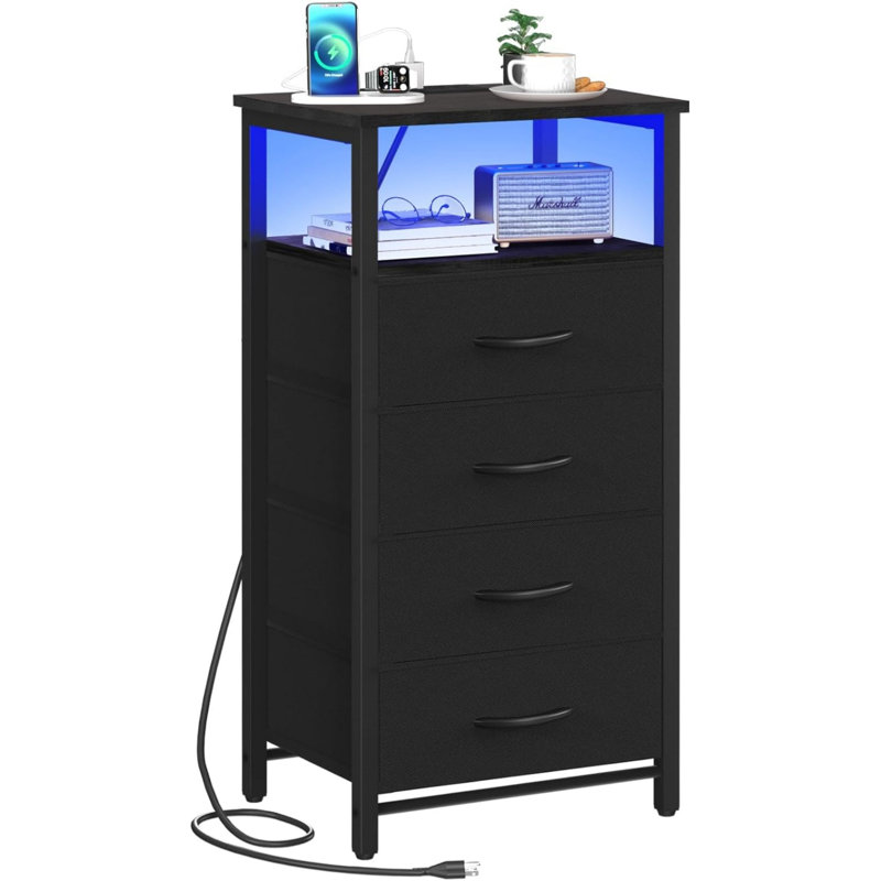 Kinshasha 16'' W Metal Nightstand, Black