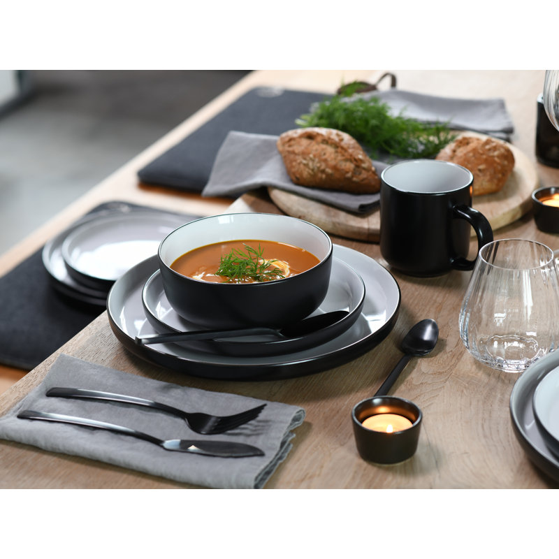 Nordic Cool Black Piece Stoneware Dinnerware Set - Service for 4