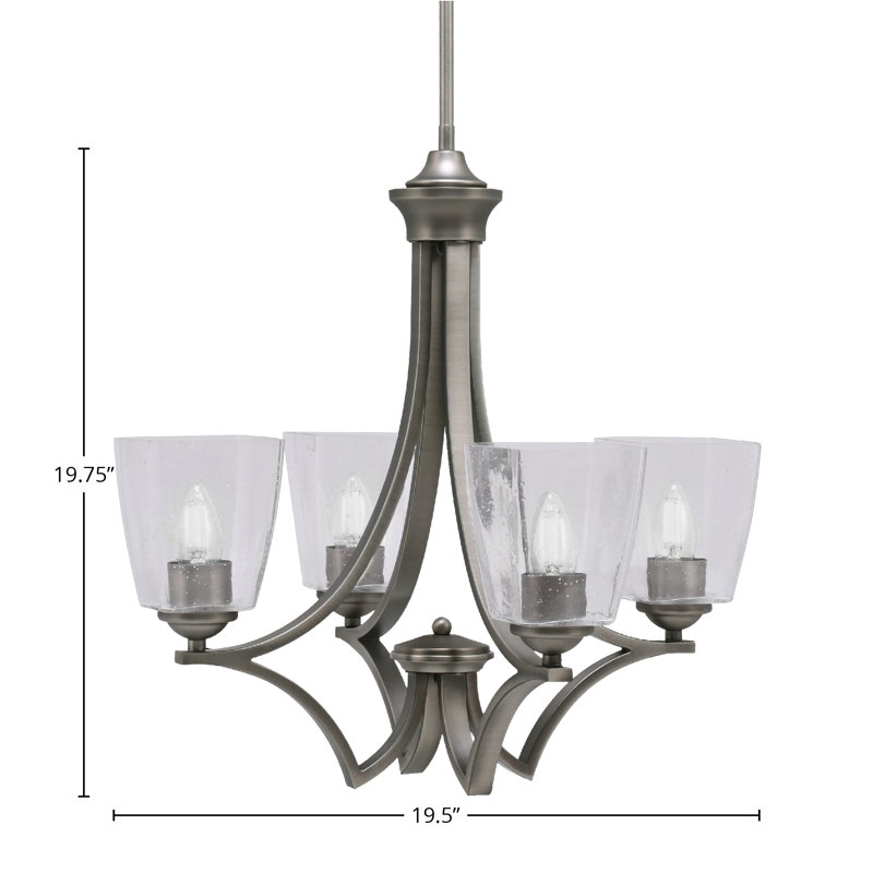 Lustre suspendu 4 lumières Zilo avec verre carré transparent de 4,5 po, Graphite