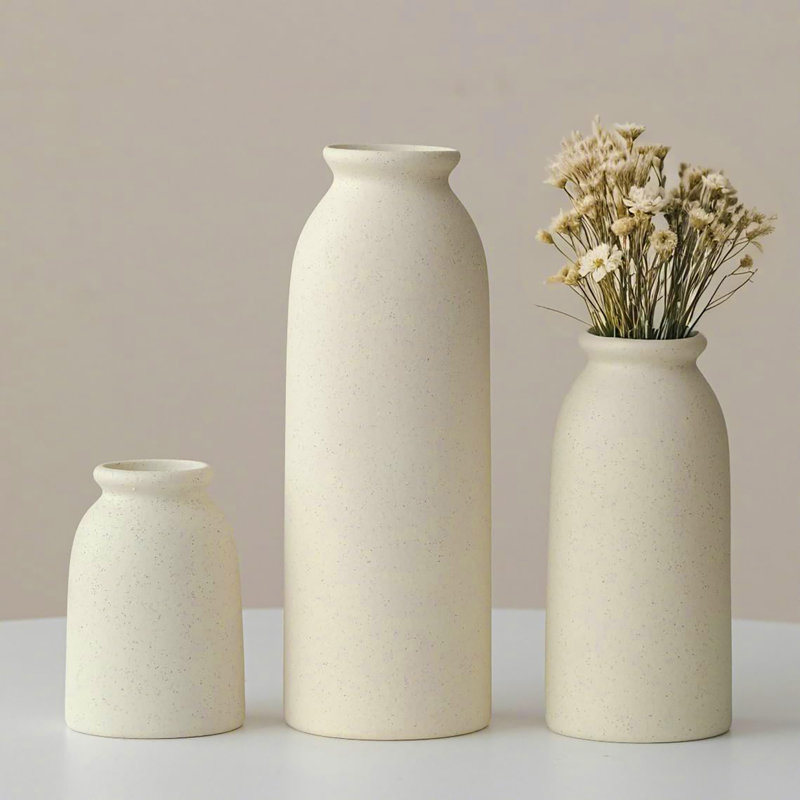 Ensemble de 3 vases en céramique, Beige
