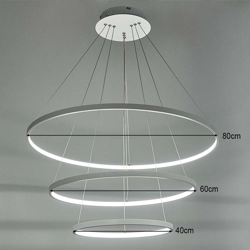 3 - Light White LED Unique/Statement Pendant, 100cm H x 80cm W x 80cm D