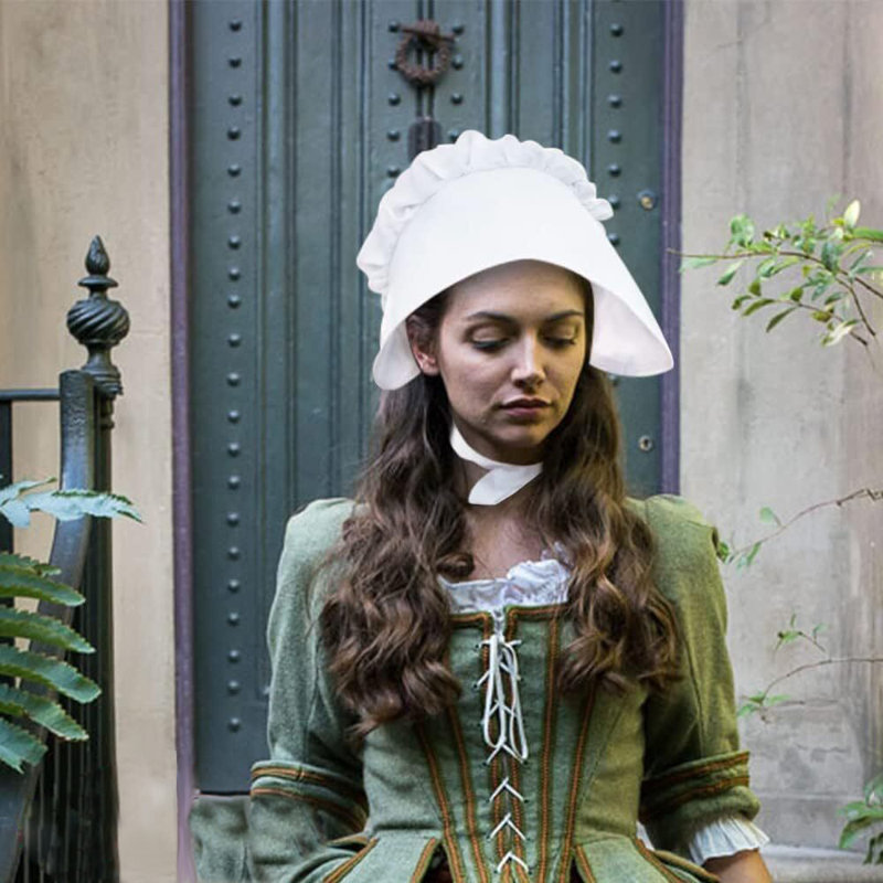 Accessoire de costume de fête de l'Action de grâce PMU - chapeau de pèlerin - chapeau blanc pour femme, paquet de 1
