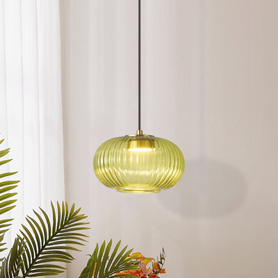1 - Light LED Green Glass Pendant Light