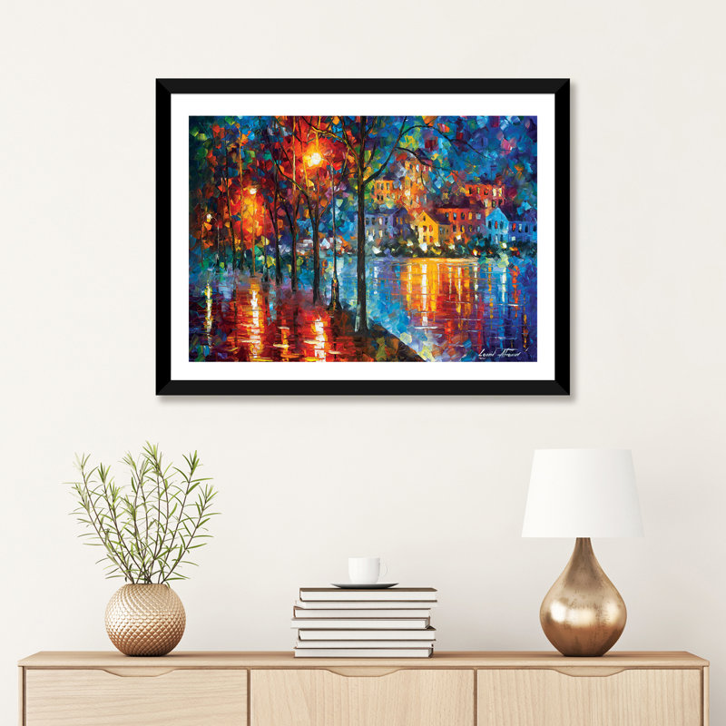 «Cold Emotion» par Leonid Afremov, reproduction d'art sur toile tendue, Papier encadré noir, H 24 po x l 32 po x P 1 po