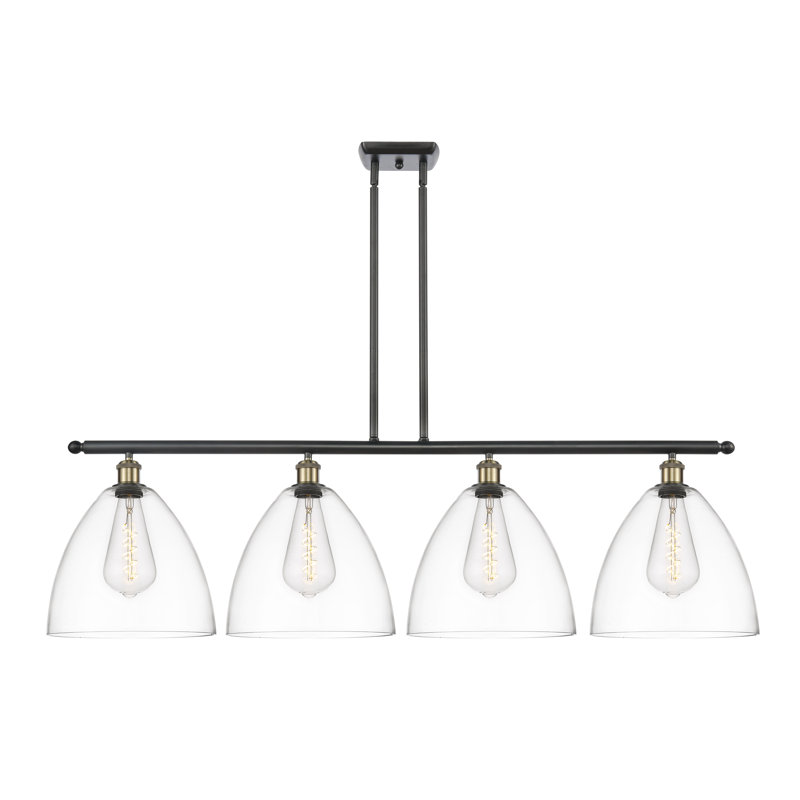 Allure 4 - Light Kitchen Island Pendant, No Bulb Included, Clear, Black/Antique Brass